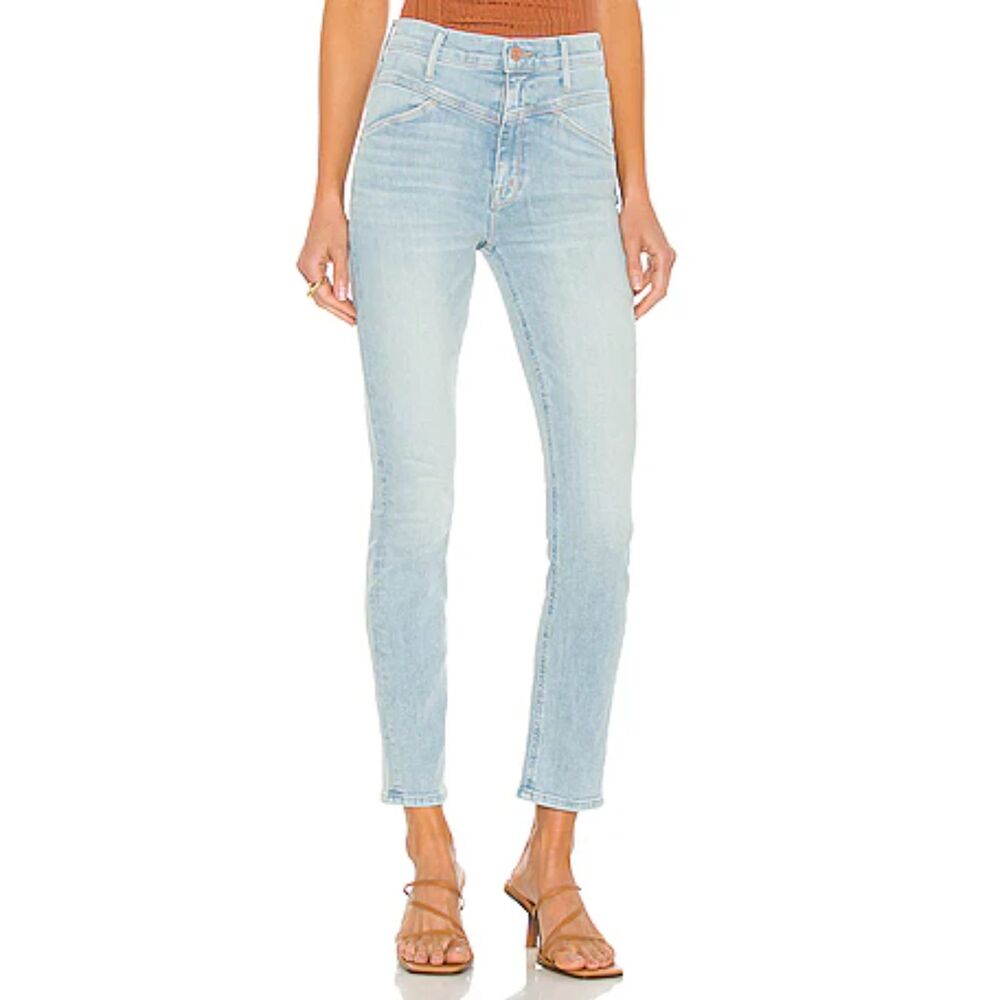 Mother Jeans Womens Size 31 Blue Light Wash The Dazzler Yoke Front Ankle